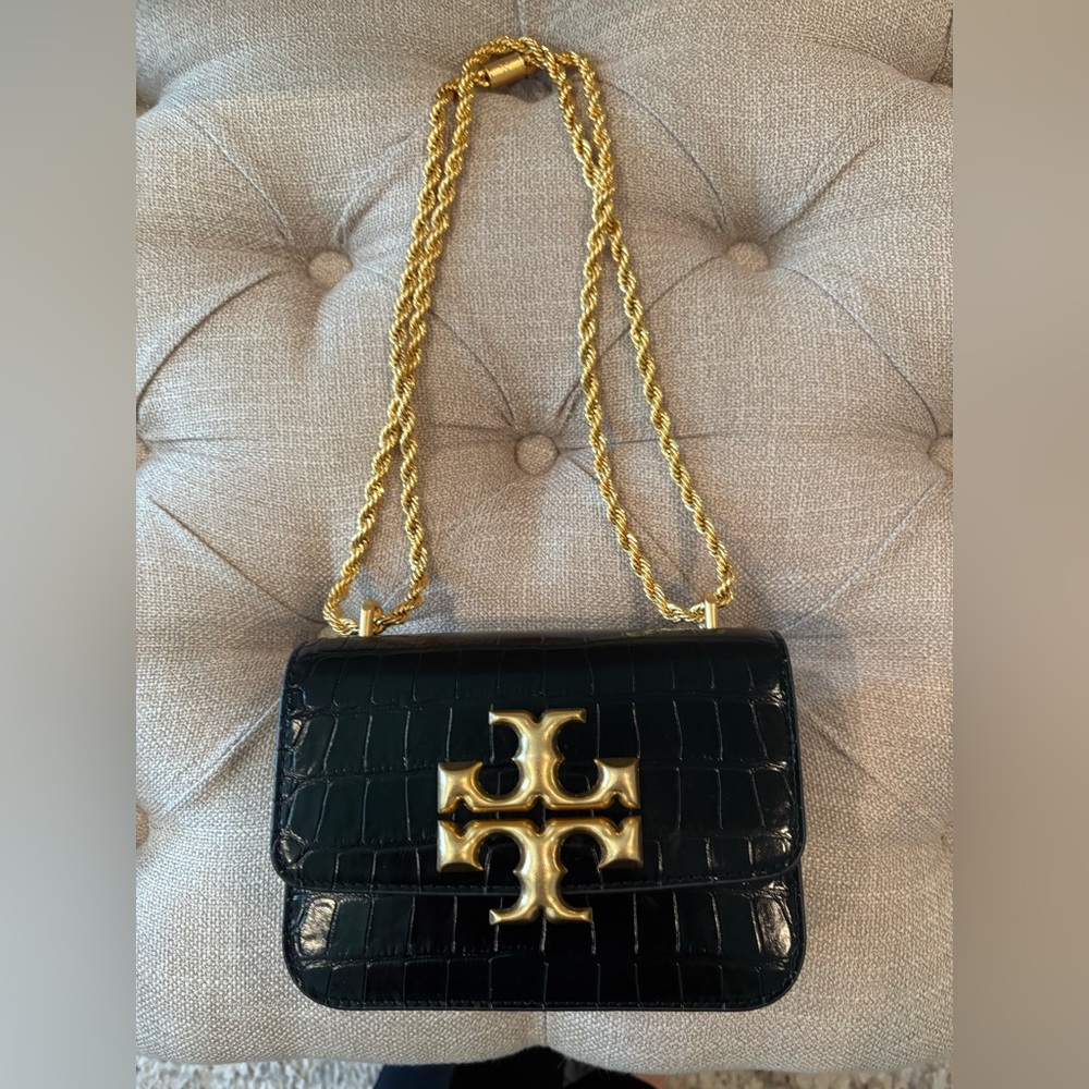 Tory Burch Eleanor Croc - Embossed leather shoulder : Crossbody Bag